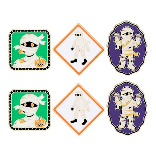 COOLHIYA 6 Stück Halloween-Mumien-Anstecker: Süße Mumien-Brosche, Metall, Halloween-Reversabzeichen für Frauen, lustiges Cartoon-Kostüm-Accessoire, einzigartiger Gothic-Schmuck für Partys COOLHIYA 6 Stück Halloween-Mumien-Anstecker: Süße Mumien-Brosche, Metall, Halloween-Reversabzeichen für Frauen, lustiges Cartoon-Kostüm-Accessoire, einzigartiger Gothic-Schmuck für Partys von COOLHIYA