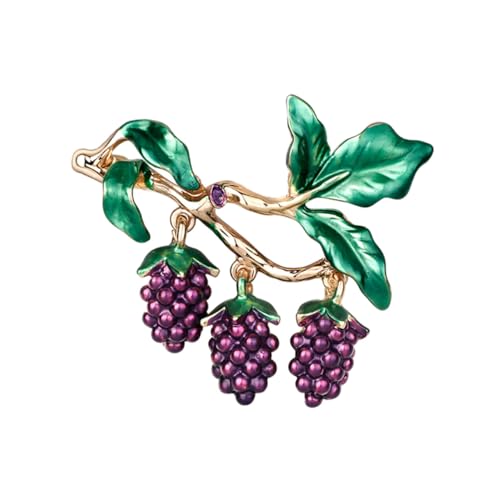 COOLHIYA Elegante Trauben brosche aus Legierung mit Tropfen emaille Funkelnde Strass details Modische Schmucknadel für Frauen und Mädchen als Geschenk für Hochzeit Party und Alltag von COOLHIYA
