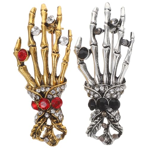 COOLHIYA Halloween Skelett Handbrosche aus Langlebiger Legierung Glitzernde Palmenform Farblich Sortiert als Schaurige Halloween-deko und Modisches Accessoire für Party und von COOLHIYA