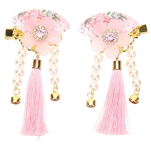 COOLHIYA Japanische Haarklammern mit Blumentassel und Perlen Zarte Haarklammern für Damen Traditionelle Japanische Haarspangen Geeignet für Hochzeit Party Cosplay Bequemer Haarschonender von COOLHIYA