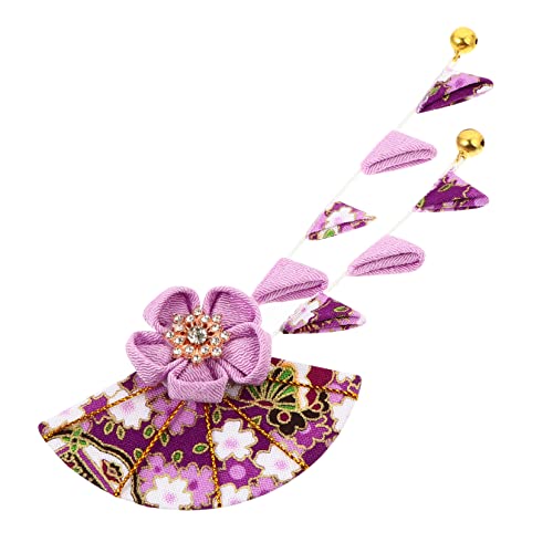 COOLHIYA Japanischer Stil Haarklammer Blumenhaarschmuck aus Stoff mit Quaste Langlebige Haarspange für Damen Passend zu Kimono und Alltagskleidung von COOLHIYA
