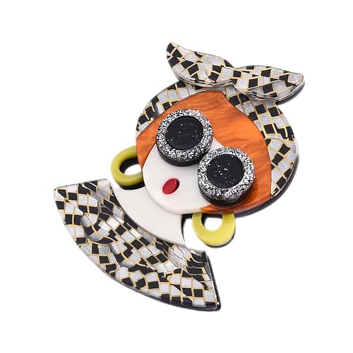 COOLHIYA Mode Cartoon Brosche Mädchen Form Stabile Anstecknadel für Kleidung Kragenpin und Schmuck Vielseitig für Pullover Blusen Jacken und Partyaccessoire von COOLHIYA