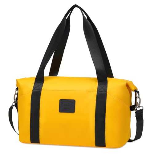 COOLIFE Kabinentasche Groß Reisetasche Sporttasche 40x25x20 Ryanair Underseat Handgepäck Overnight Weekend Handgepäck für Damen Wasserfest Handtasche für Sport & Reisen (Gelb/Schwarz, 20L(40x25x20cm)) von COOLIFE