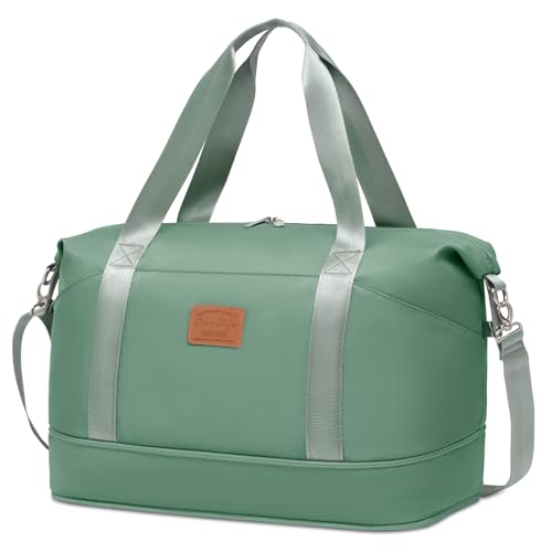 COOLIFE Kabinentasche Groß Reisetasche Sporttasche 45x36x20 EasyJet Underseat Handgepäck Overnight Weekend Handgepäck für Damen Wasserfest Handtasche für Sport & Reisen (Dunkelgrün, 25L(45x36x20cm)) von COOLIFE