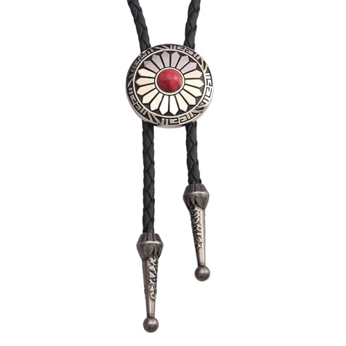 Bolo Tie Rodeo Cowboy Leder Krawatte Herren Damen Halskette Leder mit türkisem Stein Leder türkis silber von COOLLA