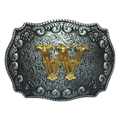 COOLLA Gürtelschnalle für Herren - Initialbuchstaben ABCDEFG bis Z Western Rodeo Texas Cowboy große Gürtelschnallen, W, 9 cm von COOLLA