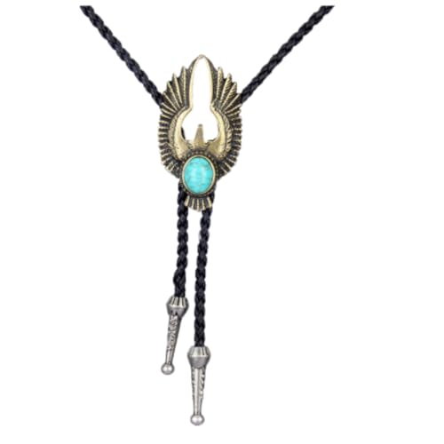 COOLLA Bolo Tie Cowboy-Krawatte, Lederhalsband, Vintage-Türkis-Anhänger für Damen, Herren (Bronze-Halskette), Leder von COOLLA