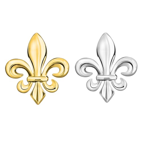 2 Stück Brosche Lilie Silber und Gold | Klassische Brosche | Anstecker Farbe Silber und Gold | Geschenk Anstecknadel Damen oder Herren | Anstecknadel Frankreich Patriote, mm, Metall, Nein von COOLMETALJACKET