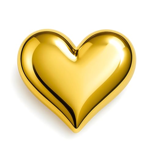 Brosche in Herzform, goldfarben, Damen-Brosche, 3D-Metall, originelles Geschenk zum Muttertag, französischer Pin | modisches Accessoire zum Valentinstag | Modeschmuck in Herzform für Jacke oder Tasche von COOLMETALJACKET