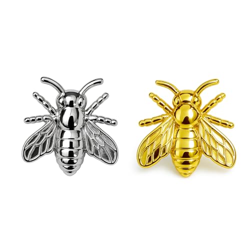 Set mit zwei Broschen in Biene, Gold und Silber | Damen-Pins Fantasie für Kleidung Halsausschnitt | Brosche Marienkäfer Damen, Schmetterling, Libelle, Insekt, Blume | Anstecknadel Schmuck elegant Mode Set mit zwei Broschen in Biene, Gold und Silber | Damen-Pins Fantasie für Kleidung Halsausschnitt | Brosche Marienkäfer Damen, Schmetterling, Libelle, Insekt, Blume | Anstecknadel Schmuck elegant Mode von COOLMETALJACKET