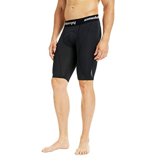 COOLOMG Shorts Funktionshose Kurz Laufhose Training Fitness Gym Fußball Sporthose für Herren Jungen Schwarz M von COOLOMG