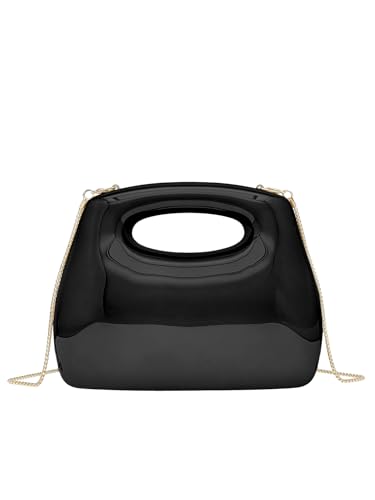 COOLOYA Damen Acryl Designer Luxus Taschen Clutch Geldbörse Crossbody Schulter Box Handtasche mit Kette, Schwarz, Einheitsgröße, Weich von COOLOYA