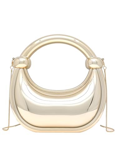 COOLOYA Damen-Clutch, Clutch, Clutch, Umhängetasche, Handtaschen mit Kette, Acryl, Halbmond-Design, Gold, Einheitsgröße von COOLOYA