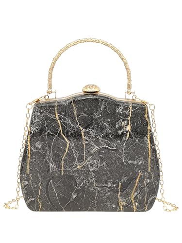 COOLOYA Damen-Clutch mit Marmormuster, PU-Leder, modische Handtasche, Abendtasche, elegant, Crossbody-Tasche mit Riemen, Schwarz, Einheitsgröße, Weich COOLOYA Damen-Clutch mit Marmormuster, PU-Leder, modische Handtasche, Abendtasche, elegant, Crossbody-Tasche mit Riemen, Schwarz, Einheitsgröße, Weich von COOLOYA