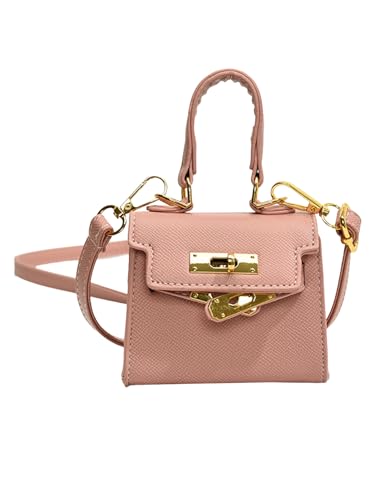 COOLOYA Damen Elegant Retro Leder Clutch Geldbörsen Mini Flap Crossbody Tasche Metallverschluss Abendhandtasche mit Riemen, Pink, Einheitsgröße von COOLOYA