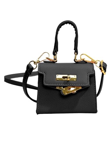 COOLOYA Damen Elegant Retro Leder Clutch Geldbörsen Mini Flap Crossbody Tasche Metallverschluss Abendhandtasche mit Riemen, Schwarz, Einheitsgröße, Weich von COOLOYA