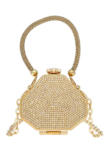 COOLOYA Damen Mini Acryl Sparky Strass Crossbody Taschen Abend Kleine Clutch Geldbörsen Kette Griff Handtasche, Gold, Einheitsgröße von COOLOYA
