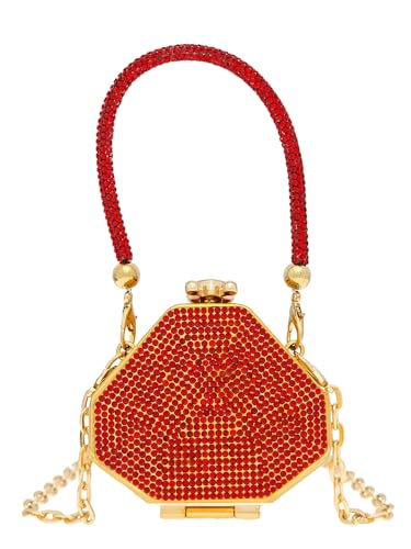 COOLOYA Damen Mini Acryl Sparky Strass Crossbody Taschen Abend Kleine Clutch Geldbörsen Kette Griff Handtasche, Rot/Ausflug, einfarbig (Getaway Solids), Einheitsgröße von COOLOYA