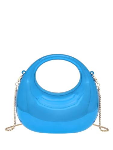 COOLOYA Damen Mini Crescent Acryl Designer Luxus Tasche Clutch Geldbörse Crossbody Schulter Handtasche mit Kette, Blau, Einheitsgröße, Weich von COOLOYA