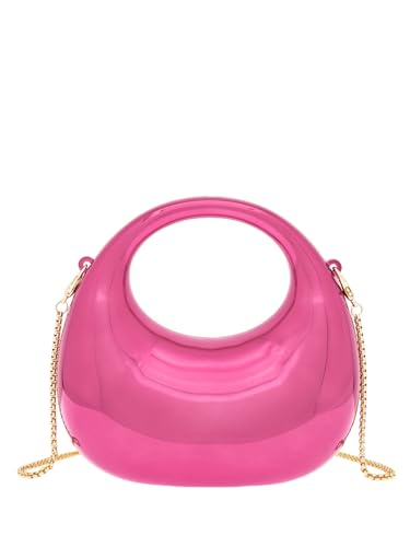 COOLOYA Damen Mini Crescent Acryl Designer Luxus Tasche Clutch Geldbörse Crossbody Schulter Handtasche mit Kette, Pink, Einheitsgröße von COOLOYA