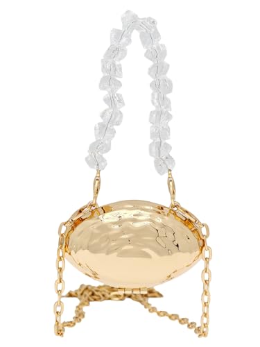 COOLOYA Damen Mini Glänzende Kette Crossbody Abendtasche Sparkly Clutch Geldbörsen Schulter Handtasche Taschen, Gold Egg, Einheitsgröße von COOLOYA