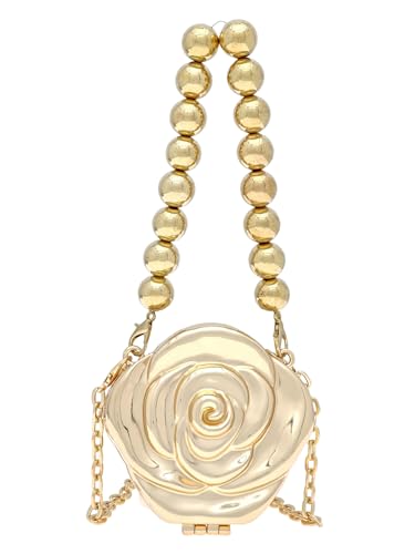 COOLOYA Damen Mini Glänzende Kette Crossbody Abendtasche Sparkly Clutch Geldbörsen Schulter Handtasche Taschen, Gold Rose, Einheitsgröße, Weich von COOLOYA