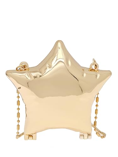 COOLOYA Damen Mini Glänzende Kette Crossbody Abendtasche Sparkly Clutch Geldbörsen Schulter Handtasche Taschen, Goldener Stern, Einheitsgröße von COOLOYA