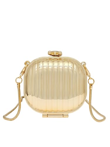 COOLOYA Damen Mini Glänzende Kette Crossbody Abendtasche Sparkly Clutch Geldbörsen Schulter Handtasche Taschen, Goldfarbene Box, Einheitsgröße, Weich von COOLOYA