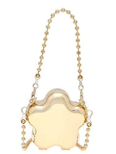 COOLOYA Damen Mini Glänzende Kette Crossbody Abendtasche Sparkly Clutch Geldbörsen Schulter Handtasche Taschen, Goldfarbener glänzender Stern, Einheitsgröße von COOLOYA