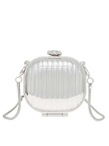 COOLOYA Damen Mini Glänzende Kette Crossbody Abendtasche Sparkly Clutch Geldbörsen Schulter Handtasche Taschen, Silberne Box, Einheitsgröße, Weich von COOLOYA