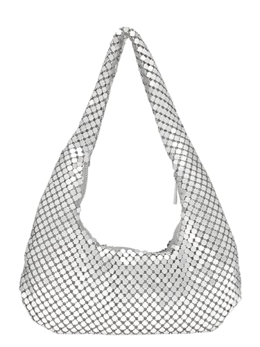 COOLOYA Damen Pailletten Unterarm Schultertasche Glänzend Knödel Design Handtasche Abend Party Clutch Geldbörsen, silber, Einheitsgröße, Weich COOLOYA Damen Pailletten Unterarm Schultertasche Glänzend Knödel Design Handtasche Abend Party Clutch Geldbörsen, silber, Einheitsgröße, Weich von COOLOYA
