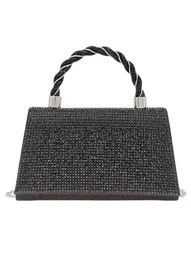 COOLOYA Damen Strass Abendtasche Glitzer Clutch Geldbörsen Kristall Perle Party Handtaschen mit Kette, Schwarze Strasssteine, Einheitsgröße COOLOYA Damen Strass Abendtasche Glitzer Clutch Geldbörsen Kristall Perle Party Handtaschen mit Kette, Schwarze Strasssteine, Einheitsgröße von COOLOYA