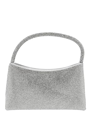 COOLOYA Damen Strass Crossbody Taschen Elegant Abend Clutch Geldbörse Formal Kleid Hochzeit Handtaschen mit Kettenriemen, silber, Einheitsgröße von COOLOYA