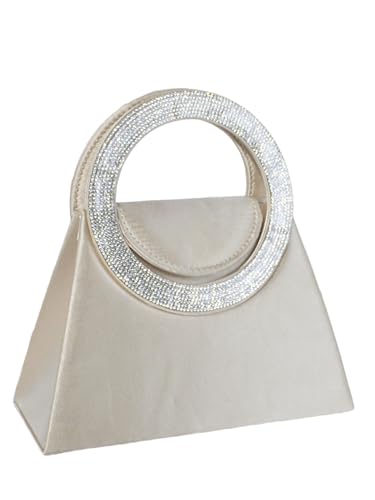 COOLOYA Damen Strass Glitzer Trapez Crossbody Taschen Abend Clutch Geldbörse Top Griff Handtaschen mit Kette, Champagner, Einheitsgröße, Weich von COOLOYA