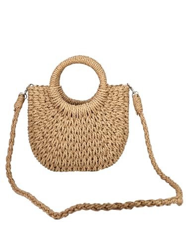 COOLOYA Damen Stroh Strandtasche Gewebt Crossbody Schultertaschen Sommer Griff Satchel Handtasche Geldbörse mit Kette, aprikose, Einheitsgröße, Weich COOLOYA Damen Stroh Strandtasche Gewebt Crossbody Schultertaschen Sommer Griff Satchel Handtasche Geldbörse mit Kette, aprikose, Einheitsgröße, Weich von COOLOYA