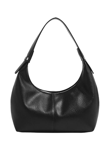COOLOYA Damen Strukturierte PU Leder Hobo Bag Casual Fashion Umhängetasche Retro Hochzeit Handtaschen Alltag Geldbörse, Schwarz, Einheitsgröße von COOLOYA