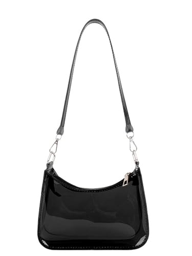 COOLOYA Damen Transparent Jelly Clutch Geldbörsen Klar Mode Handtasche Abend Geräumige PVC Party Umhängetasche, Schwarz, Einheitsgröße, Weich von COOLOYA