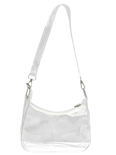 COOLOYA Damen Transparent Jelly Clutch Geldbörsen Klar Mode Handtasche Abend Geräumige PVC Party Umhängetasche, Weiss/opulenter Garten, Einheitsgröße, Weich von COOLOYA