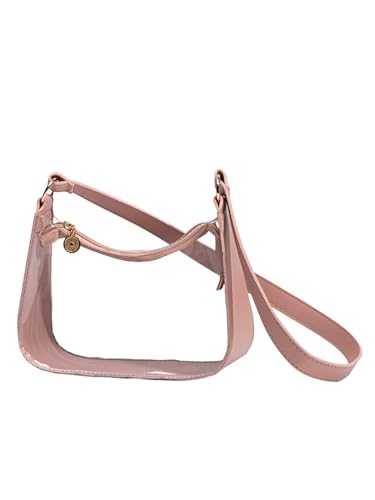 COOLOYA Damen Transparent PVC Unterarm Handtasche Kette Schultertaschen Clutch Geldbörsen Casual Bag, Pink, Einheitsgröße, Weich von COOLOYA