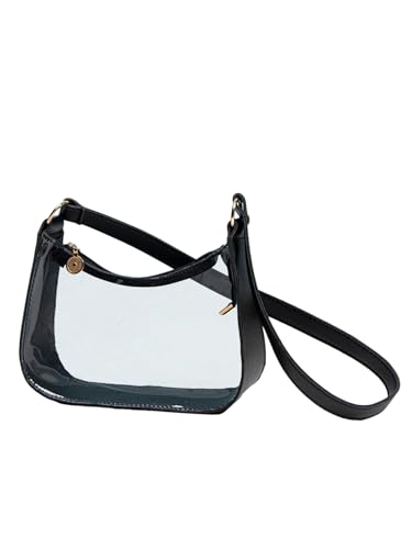COOLOYA Damen Transparent PVC Unterarm Handtasche Kette Schultertaschen Clutch Geldbörsen Casual Bag, Schwarz, Einheitsgröße COOLOYA Damen Transparent PVC Unterarm Handtasche Kette Schultertaschen Clutch Geldbörsen Casual Bag, Schwarz, Einheitsgröße von COOLOYA
