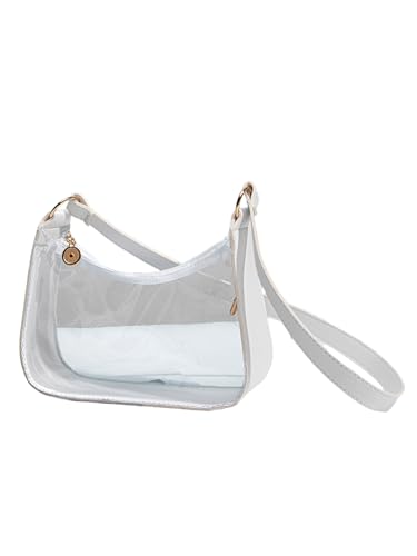COOLOYA Damen Transparent PVC Unterarm Handtasche Kette Schultertaschen Clutch Geldbörsen Casual Bag, Weiss/opulenter Garten, Einheitsgröße von COOLOYA