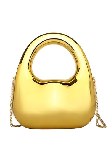 COOLOYA Damen-Umhängetasche aus glänzendem Acryl, Griff oben, Handtasche, Clutch, Geldbörse, Abend-Schultertasche mit Kette, Gold, Einheitsgröße von COOLOYA