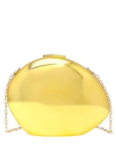 COOLOYA Damen-Umhängetasche aus glänzendem Acryl, modisch, oval, mit Kette, Gold, Einheitsgröße COOLOYA Damen-Umhängetasche aus glänzendem Acryl, modisch, oval, mit Kette, Gold, Einheitsgröße von COOLOYA