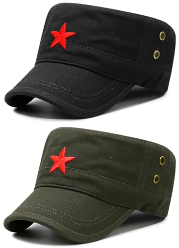 COOLSOME Vintage Müdigkeit Red Star Mao Army Military Hat - Grün - Einheitsgröße von COOLSOME