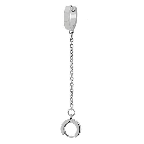 1 Lange Kette Doppel Creolen Gliederkette Clip-on Manschette Ohrringe für Herren Damen, Edelstahl Huggie Ohr Klassischer von COOLSTEELANDBEYOND
