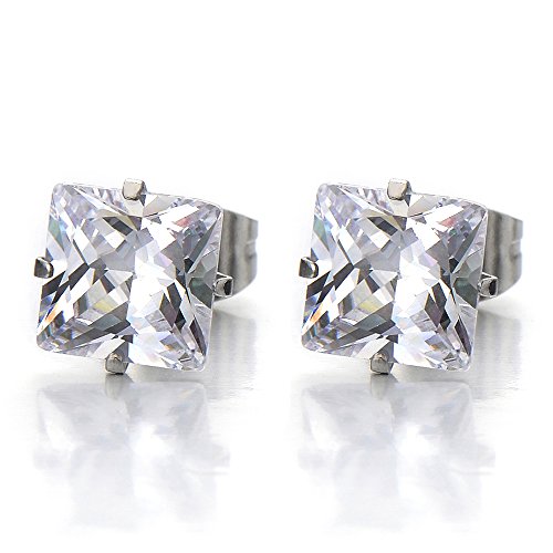 1 Paar 4MM Quadrat Zirkonia, Unisex Ohr-Stecker Gestüt Ohrringe für Herren und Damen, Edelstahl von COOLSTEELANDBEYOND