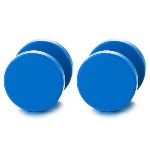 10MM Blau Kreis Ohrstecker Ohrringe Herren Damen Edelstahl Fake Plugs Ohr Cheater Tunnel Gauges Ohr-Piercing 2pcs von COOLSTEELANDBEYOND