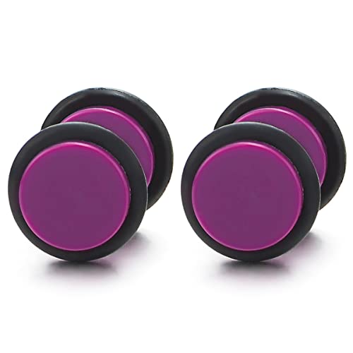 10MM Damen Herren Rot-Violett Kreis Ohrstecker Ohrringe Fake Plugs Ohr Cheater Tunnel Gauges Ohr-Piercing Edelstahl von COOLSTEELANDBEYOND