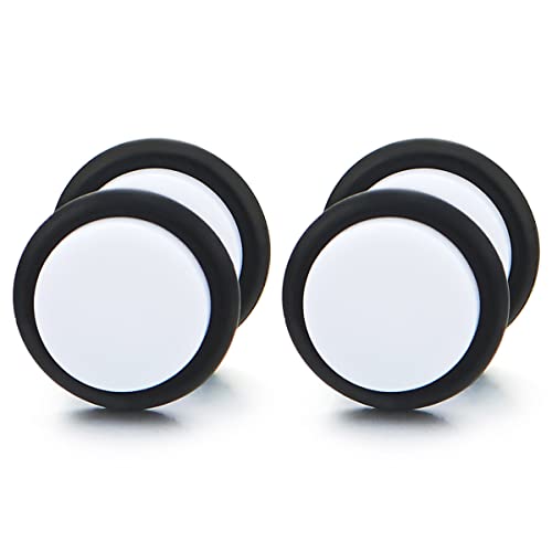 10MM Damen Herren Weiß Kreis Ohrstecker Ohrringe Fake Plugs Ohr Cheater Tunnel Gauges Ohr-Piercing Edelstahl, 1Paar von COOLSTEELANDBEYOND