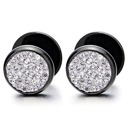 10MM Herren Damen Edelstahl Kreis Ohrringe Ohrstecker mit Zirkonia, Fake Plugs Ohr Cheater Tunnel Gauges Ohr-Piercing von COOLSTEELANDBEYOND